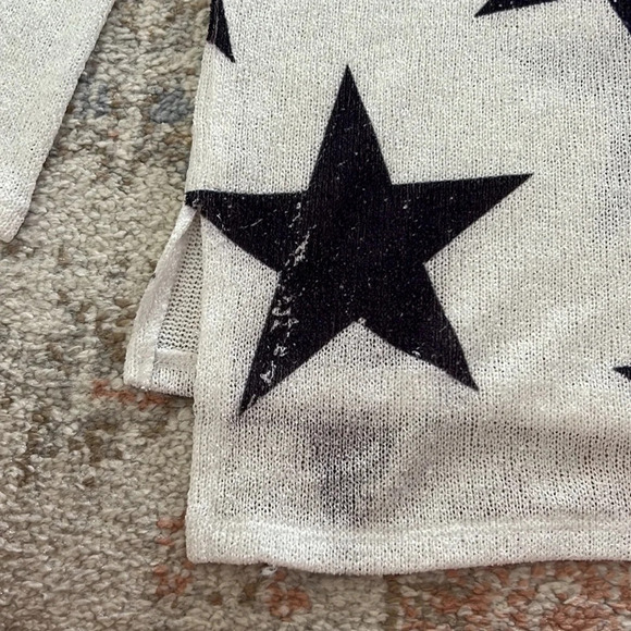 Star Print Long Sleeve Sweater Top Memorial Day 4th of July Starry Oversized - Picture 7 of 11